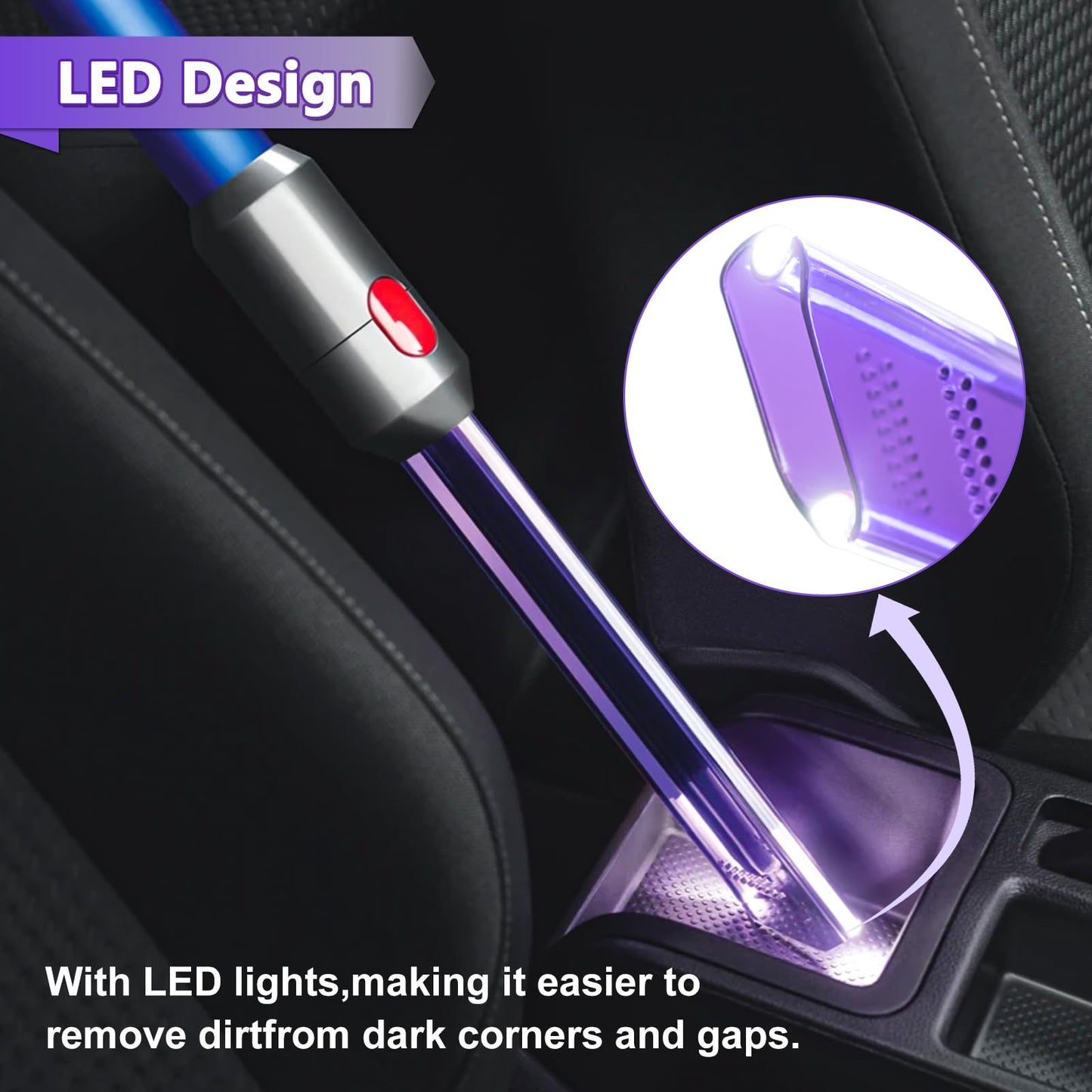 Crevice Tool Nozzle Brush with Led Lights
